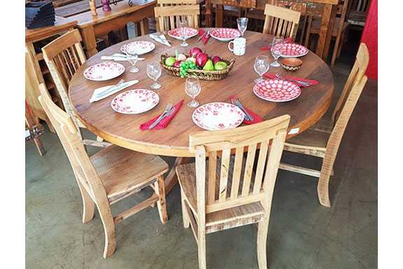 Mesa de jantar Rústica Redonda Peroba rosa