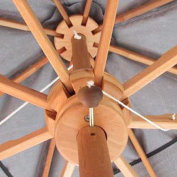 Detalhe de Ombrelone com haste central fixa detalhe armação